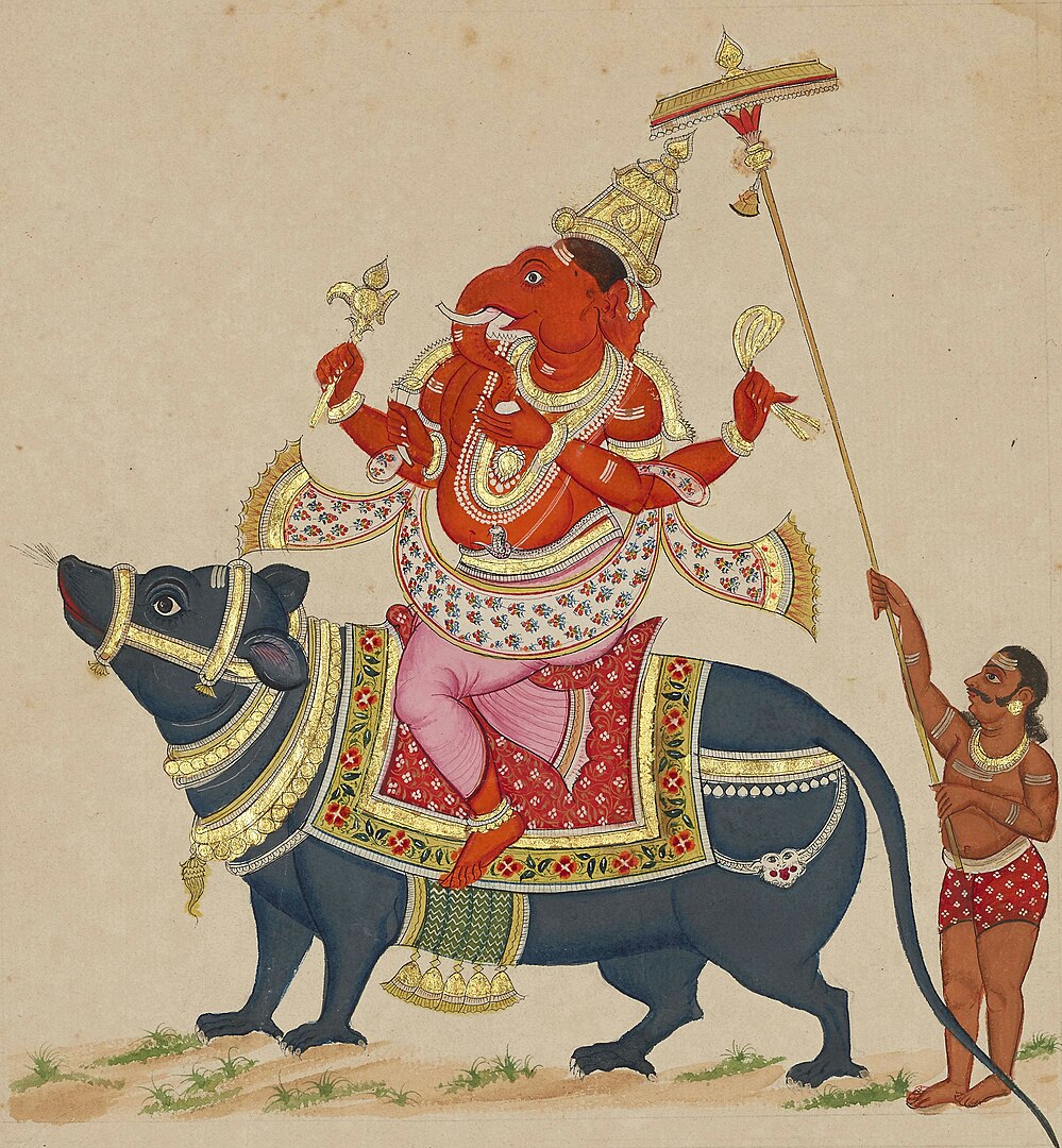 Ganesha em seu vahana mooshika o rato
